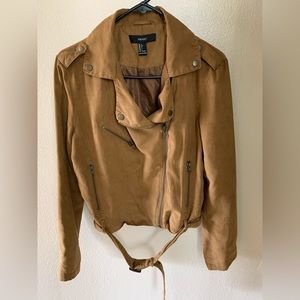 Forever 21 Faux Suede Tan Moto Jacket